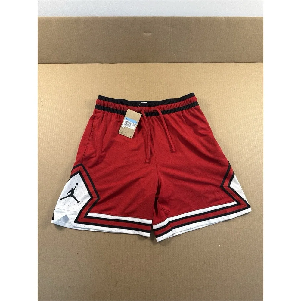 *NEW* Men‎ NIKE Jordan Sports Dri-Fit Mesh Diamond Shorts Gym Red (HF9910 687)👍